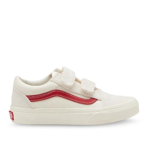 Vans Youth Old Skool Velcro Suede/Canvas Marshmallow/Red [Size: US 11K]