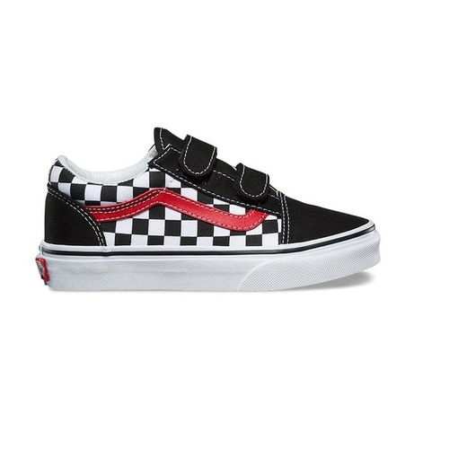 Vans Youth Old Skool Velcro Checkerboard Black/Red/White [Size: US 11K]
