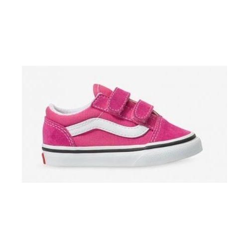 Vans Youth Old Skool Velcro Fuchsia/True White Kids [Size: US 4K]