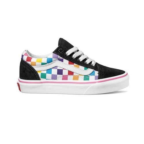 Vans Youth Old Skool Check Rainbow/True White [Size: US 1]