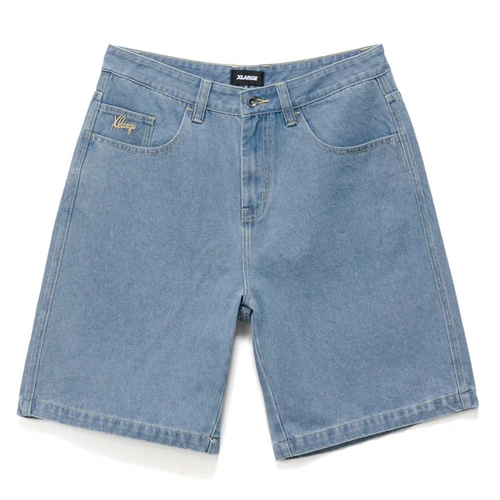 XLARGE Shorts Folded Crown Bull Denim Mid Blue [Size: 28 inch Waist] [Colour: Blue]