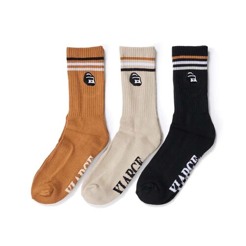 XLARGE Socks Rail Stripe Black/Tan/Orange 3pk US 7-11