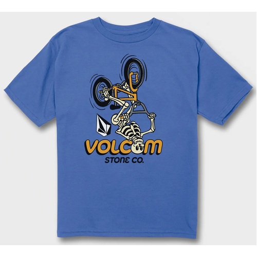 Volcom Youth Tee Skeleton Flip Marina Blue [Size: Youth 4]