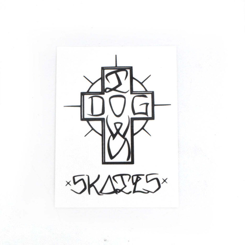 Dogtown Sticker 4" Ese Cross White Black