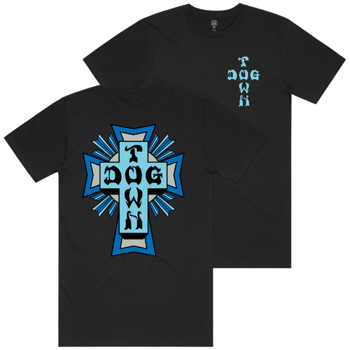 Dogtown Tee Blue/Grey Logo Black [Size: Mens Small]
