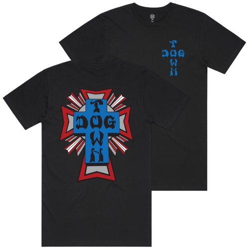 Dogtown Tee Blue/Grey/Red Logo Black [Size: Mens Small]