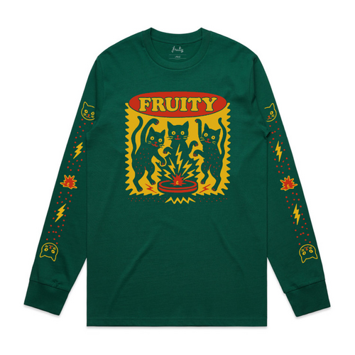 Fruity LS Tee Zap Cats Jade [Size: Mens Medium] [Colour: Green]