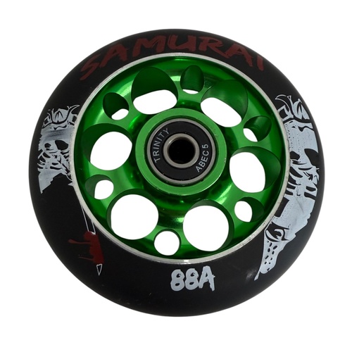 Samurai Wheel 100mm Armors Black/Green with Bearings