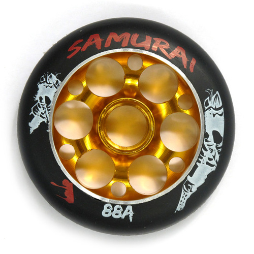 Samurai Armors Metal Core 100mm Black on Gold Scooter Wheel