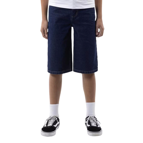 Santa Cruz Youth Shorts Oval Strip Carpenter Denim Washed Indigo [Size: Youth 8]