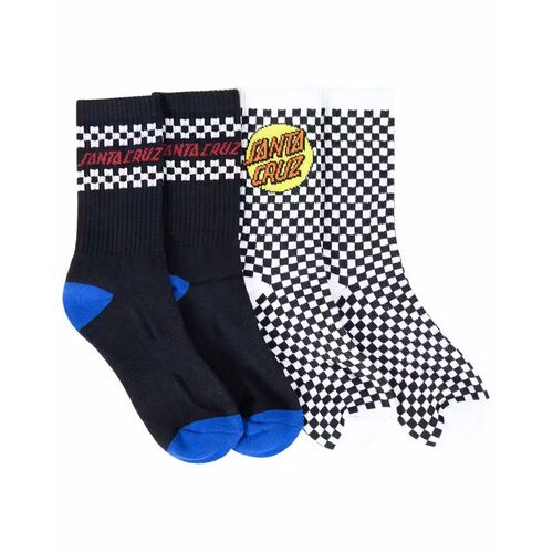 Santa Cruz Youth Socks SC Multi Check 2pk White/Black US 2-8