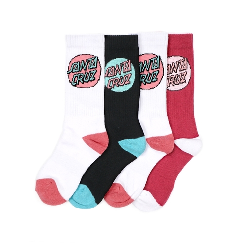 Santa Cruz Socks Pop Dot 4pk Black/White/Mulberry Womens US 6-10