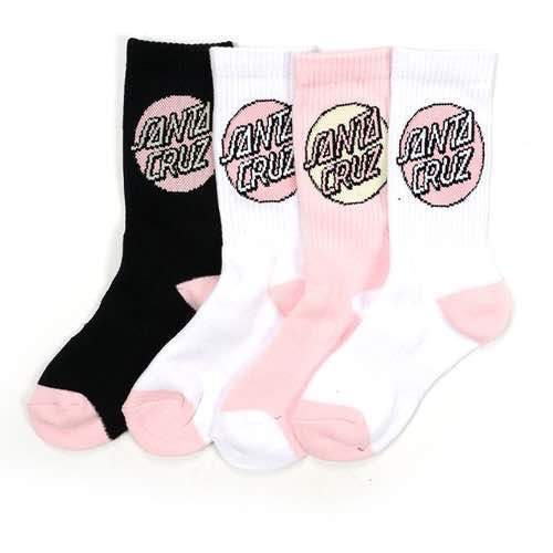 Santa Cruz Youth Socks Pop Dot White/Pink/Black 4pk US 2-8