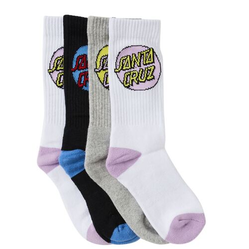 Santa Cruz Socks Womens Pop Dot 4pk US 6-10 White/Grey/Black/Lilac