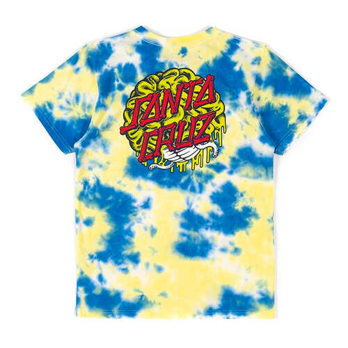 Santa Cruz Youth Tee Brain Dot Tie Dye Blue/Yellow [Size: Youth 10/Small]