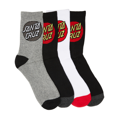 Santa Cruz Youth Socks Cruz 4pk Black/White/Grey US 2-8