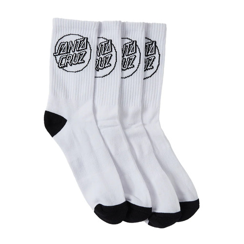 Santa Cruz Socks Opus Dot 4pk White Mens US 7-11