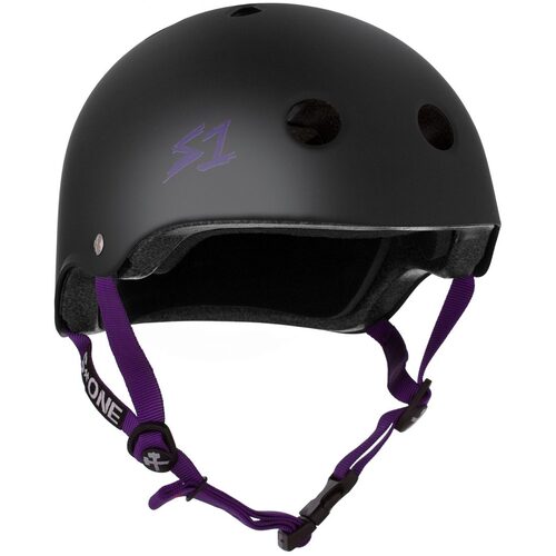 S-One S1 Helmet Lifer Black Matte/Purple Straps