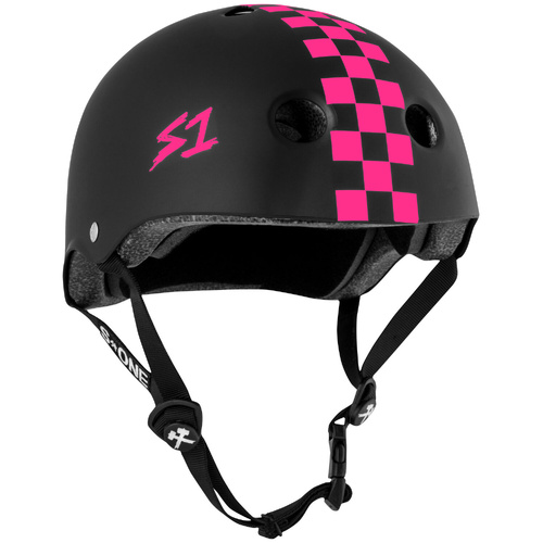 S-One S1 Helmet Lifer Black Matte/Pink Checkers