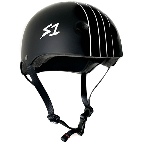 S-One S1 Helmet Lifer Black Matte w/ White Outline/Pinstripe