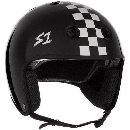S-One S1 Helmet Retro Fullcut Lifer Black Matte/White Checkers