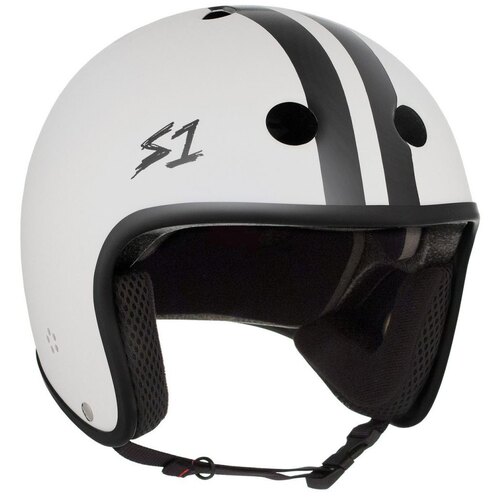 S-One S1 Helmet Retro Fullcut Lifer White Gloss/Black Stripes