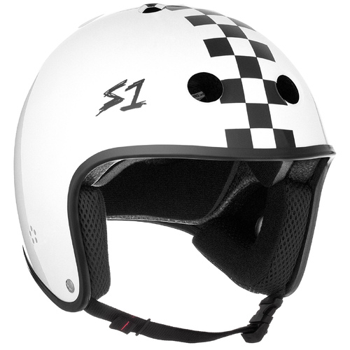 S-One S1 Helmet Retro Fullcut Lifer White Gloss/Black Checkers