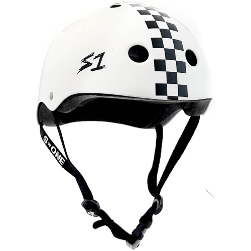 S-One S1 Helmet Mega Lifer White Gloss/Black Checkers