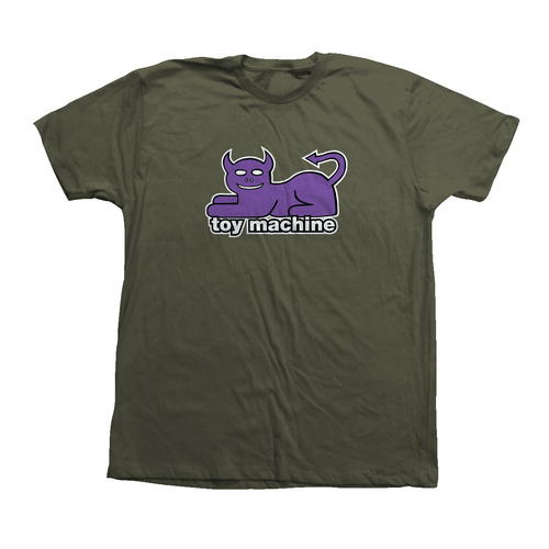 Toy Machine Tee Devil Cat Olive [Size: Mens Medium] [Colour: Green]