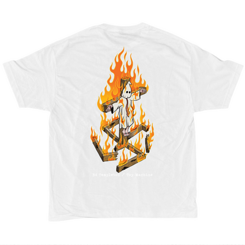 Toy Machine Tee Charred Cross White [Size: Mens Small] [Colour: White]