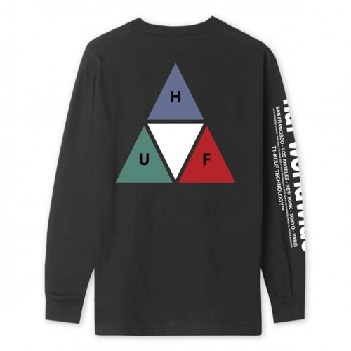 Huf Tee L/S Prism TT Black/Purple/Red/Green [Size: Mens Medium]