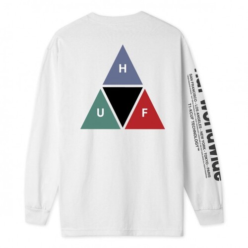 Huf Tee L/S Prism TT White/Purple/Red/Green [Size: Mens Medium]