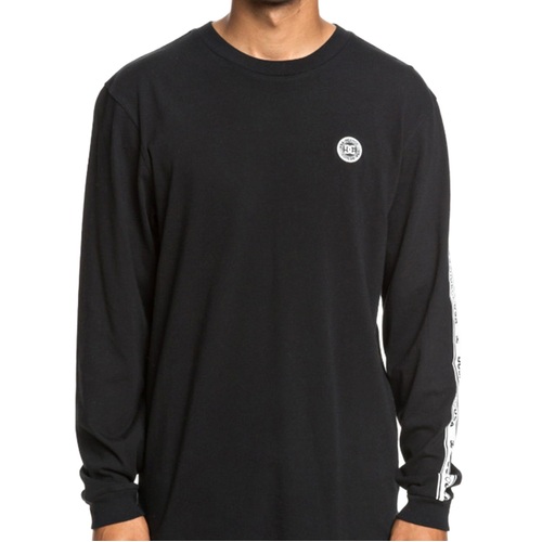 DC Youth Tee L/S Wordarm Taped Black [Size: Youth 10/Small]