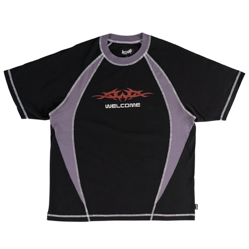 Welcome Tee Rash Boxy Paneled Black [Size: Mens Medium] [Colour: Black]