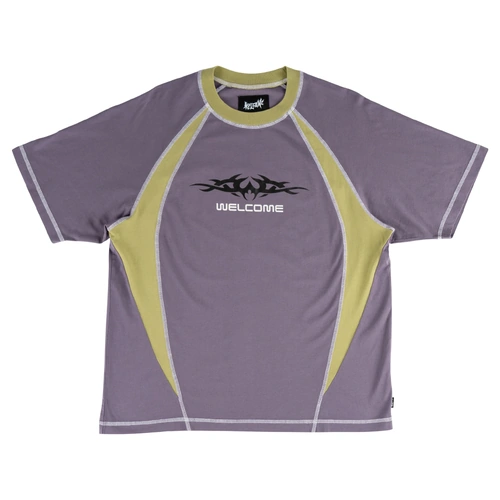 Welcome Tee Rash Boxy Paneled Grape [Size: Mens Medium] [Colour: Purple]